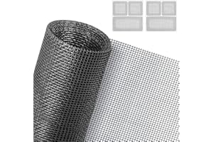 AXFEE Fly Screens for Windows, 130 x 150cm Insect Mesh, Adjustable DIY Fly Screen Mesh with 2 Window Screen Repair Patches, Windows Doors and Patio Screens for Flies, Mosquitoes, Bugs (Black)