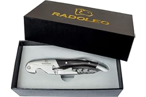 RADOLEO® Kellnermesser Ebony - Premium Korkenzieher | Profi Sommeliermesser (Weinöffner) hochwertige Edelstahl & Holz-Materialien | edle Geschenk-Verpackung…
