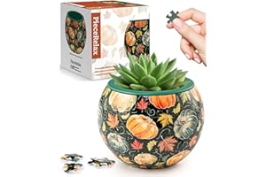 PieceRelax 3D Puzzle Planter - Hello Pumpkin Season - Small Round Plant Pots with Drainage, Home Decor Flower Pots for Indoor Cactus, Succulents Pots [K1107]