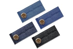 BOBOPACK 4 Teiliger Hosenbunderweiterung, Knopfverlängerung für Hosen, Verstellbare Knopfloch Verlängerung, Elastische Hosenbund Verlängerung für Männer und Frauen, Geeignet für Jeans, Umstandshosen