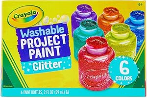 CRAYOLA Washable Glitter Paint - Assorted Colours (Pack of 6) | Add Some Extra Sparkle to Your Arts & Crafts! | Ideal for Kids Aged 3+