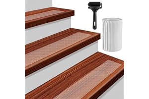 DAJAVE Set di 20 tappetini antiscivolo per gradini, 15 x 60 cm, trasparenti, autoadesivi, trasparenti, per gradini in legno