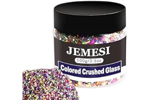 JEMESI 100g Vetro Schiacciato, 2-4 mm Vetro Metallico Schiacciato Riflettente Glitter Perline Gemme Chip per La Decorazione delle Arti del Chiodo, Craft Fai da Te, Resina Chiodo Vaso - Multicolore