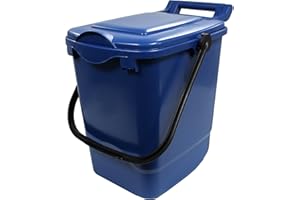 ALL-GREEN Large Compost Caddy - Blue - 23 Litre Plastic Kerbside Bin for Food Waste Recycling with Composting Guide (Available in Sets with Smaller Kitchen Caddies) (23L)