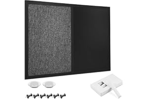 Navaris Combination Chalk and Pin Board - 45 x 60 cm Magnetic Chalkboard Fabric Combo Notice Board for Wall - Includes Chalk Pen, Push Pins, Magnets