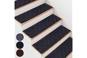 BREENHILL 15 PCS Stair Mats Carpet Stair Treads, 20 x 76cm Stair Carpet Removable and Machine Washable,Non-slip Rubber Backing, Indoor Stair Runner Rugs Cover Mat Perfect for Pets Kids Elders,Dark Grey