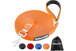 SUPLUTUX Longe pour Chien, Laisse pour Chien 20m La Longueur Peut être Ajustée Arbitrairement, Laisse Chien avec Poignée Rembourrée et Rac de Rangement, Laisse de Dressage pour Chien de Petite à Grande Taille