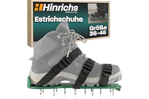 Hinrichs Nagelschuhe - 2x Nagelsohlen in 30x13,3cm & Spikes 25mm - Größenverstellbare Schuhe zur Rasenbelüftung - Estrichschuhe – Rasenlüfter Schuhe - Rasen lüften - Estrich Nagelschuhe