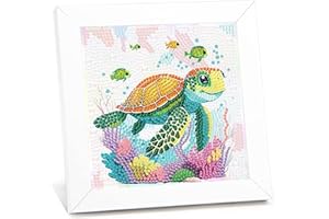 Viart Schildkröte Diamond Painting kinder mit Rahmen,Seeschildkröten Diamond Art Anfänger Bilder Kinder,5D Diamant Painting Home Decor Geschenk für Kinder ab 6 Jahren(15x15cm)