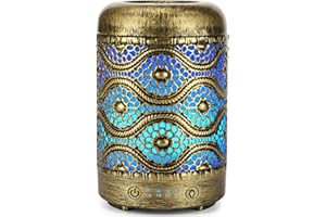 SALUBRITO Dyfuzor zapachowy do olejków eterycznych, 100 ml, metalowy dyfuzor olejków zapachowych, nawilżacz powietrza, dyfuzor do aromaterapii, z lampką nocną zmieniającą kolor