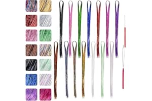 ZWZNBL Lametta-Strähnen mit Werkzeug für Damen, Mädchen, Kinder, Haarverlängerung, Clip, Party, Cosplay, Partyzubehör, 14 Farben, 2500 Strähnen