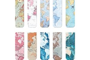 CHINCO 10 Piezas Marcadores de Libros Magnéticos Marcapáginas Juego de Marcadores de Libros Variados para Estudiantes Lectura (Estilo de Mapa, 2,3 x 0,8 Pulgadas)