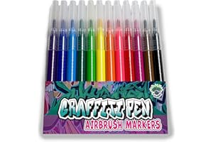 Splat Planet - Paquete de 12 recambios lavables de colores para el aerógrafo Graffiti Pen para niños, para pintar y colorear