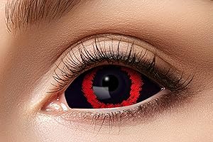 Zoelibat Eyecatcher - Red Demon - Schwarz-Rote Sclera Kontaktlinsen 22mm – 6-Monatslinsen mit Aufbewahrungsbehälter – Effektvolle Halloween & Cosplay Linsen - Ohne Sehstärke
