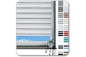 ‎ROLLMAYER Rollmayer Doppelrollo Klemmfix ohne Bohren Klemmrollo Fensterrollo Duo Rollo Sonnenschutzrollo Zebrarollo Seitenzugrollo für Fenster und Tür (Melange Weiß Grau - 80 x 130 cm - BxH)
