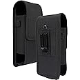Nakedcellphone Harness Case for Zebra TC77 Scanner, Black Rugged Canvas Pouch Vertical Holster Holder Metal Clip and Secure Belt Thread Magnetic Closure for TC75 TC72 TC70 TC70X TC51 TC56 TC52 TC57