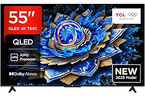 TCL 55T69C 55” QLED 60HZ 4K HDR, Google TV, Smart TV (Dolby Vision & Atmos, Motion clarity, compatibile con Google Assistant & Alexa), 2025
