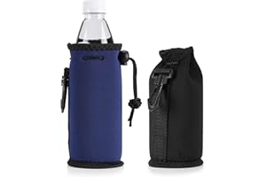 kwmobile Fundas de neopreno para botellas - 2x Enfriador para botella o lata de 500 ML y 330 ML - Enfriador de bebidas negro/azul