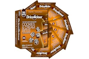 Drizzilicious Cookies & Cream Paquete de 10 | Mini bocadillo de pasteles de arroz de chocolate | Chía, Quinoa, Snacks de lino veganos