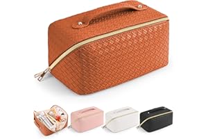 Yordawn Trousse de Toilette Femme Grande Trousse Rangement Maquillage Homme Sac Cosmétique Vanity Voyage Organisateur Maquillage Valise pour l’Avion pour Hommes et Femmes, Carré Marron