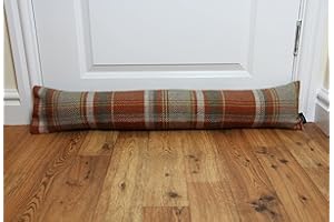 McAlister Textiles Paraspifferi Stoffa Sottoporta Tartan Scozzese | 18cm x 100cm Salsicciotto Imbottito Tessuto | Tubo Sottofinestra Colorato | Accessorio Home Décor | Arancione Terracotta