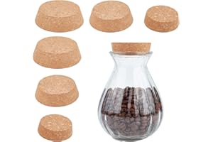 AMIJOUX 6 PZ Tappi Grandi Coperchi per Barattoli Mason, Tappi di Sughero Affusolati per Bottiglia di Vetro di Birra, Tappo in Sughero Largo per Conserve per Regali in Cucina e Progetti Artigianali