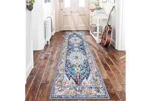 SHACOS Runner Rug for Hallway 60x180 cm Hallway Runner Rug Non Slip Narrow Rug Hall Runner Rug Washable Carpet Runner for Hallway Kitchen Laundry Entryway - Blue