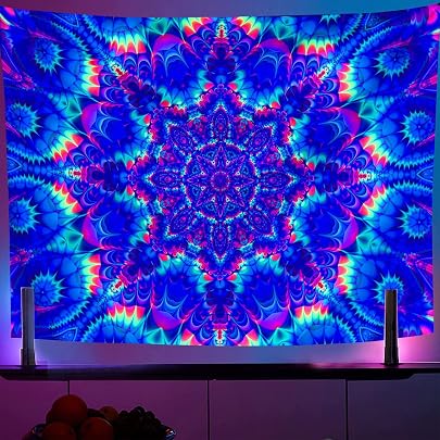 Tenture Murale UV Astronaute Champignons – 210x150 Cm, Fluorescence Lumière Noire - 2
