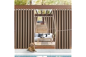 DIVA EN CAMINO DEC Waterproof Outdoor Curtain W105 x L95 - Grommet Top Sunlight Blocking Window Treatment Drapes Blackout Curtains for Home Bedroom Living Room Outdoor Patio Porch Pergola Cabana Gazebo (Camel Brown)