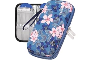 OVAKIA Insulin Cooler Case for Medicine Carrying On, with 2 Gel Ice Pack Travel Pack Keep Cooling Portable Diabetic Bag Durable Medicine Pouch Supplies for Home Office Hiking Outdoor (Blue Flower)