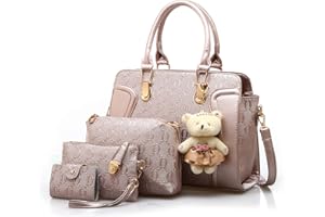 Pahajim Sac a Main Femmes Chic Ensemble Sac a Main en Cuir PU Mode Sac a Main Lot comprenant Sac Cabas Sac Bandoulière Pochette Porte Carte pour Shopping Voyages et Les Cadeaux