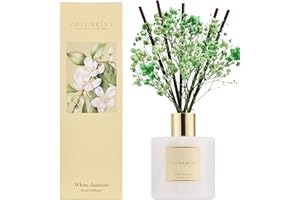 COCORRÍNA Reed Diffuser Set, 200ml White Jasmine Scented Diffuser with Sticks Home Fragrance for Bedroom Bathroom Living Room, Home & Office Decor