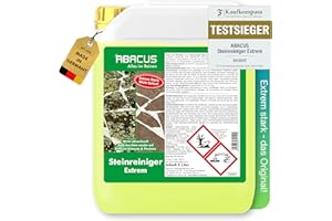 ABACUS® Extreme Stone Cleaner Intensive Stone Cleaner for Outdoor Use with Immediate Effect, Removes Dirt, Green Growth, Lichens and Algae in Minutes, Stone Cleaner Intensive Exterior 5 Litres