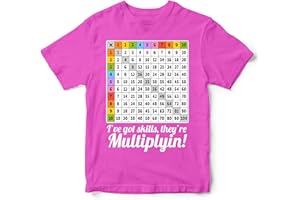 FUNKYSHIRT Maths Times Tables Grid Learning T Shirt - Funny Multiplication Math Tee - Mathematics School Teacher Gift Kids Top