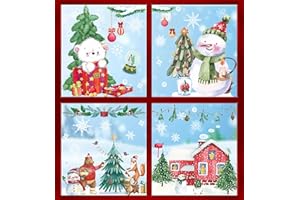 HAUTSTORE 241 Pcs Vetrofanie Natalizie per Finestre, Addobbi Natalizi per Vetrofania, Adesivi Natalizi Per Finestre Riutilizzabili, Adesivi Vetro Natale per La Casa, Decorazioni Natalizie per Vetrine (9 Fogli)