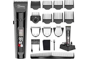 Hatteker Profesjonalna maszynka do strzyżenia włosów, trymer do brody, trymer do brody, trymer precyzyjny, trymer do długich włosów, dla mężczyzn, zasilanie bateryjne i sieciowe, wodoszczelny, 4 w 1