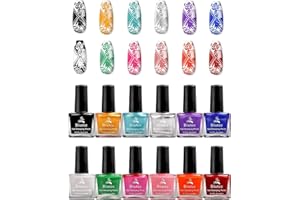 Biutee Smalto per Stamping, Smalti Normali per Unghie set, Smalti per la Tecnica di Nailart Stamping,12 Colori, 6ml