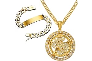 DAVACO Collar y Pulsera para Hombre Dorado - Juego de BISUTERÍA MODERNA EN ACERO INOXIDABLE - Regalo con Bolsa Elegante - NOVEDAD 24/25 | Accesorios de Moda Masculina para DESTACAR