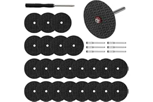 JIUJUDA9 60 Pcs Rotary Tool Cut Off Wheels for Dremel, 1-1/4'' Cutting Discs with 6 Mandrels and A Screwdriver, Fiberglass Reinforced Metal Accessories