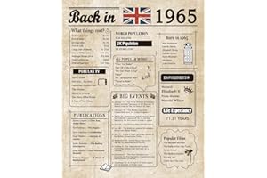 Woaipati Back in 1965 Poster UK Happy 59th Birthday Party Decoration Elegant Gift 59 Years Anniversary Idea Home Decor for Women Men Unframed -1965