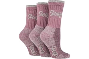 TERRAIN JEEP 3 Pairs Cotton Walking Hiking Socks for Ladies - Padded Breathable Anti Blister Athletic Outdoor Performance Trekking Crew Socks for Women