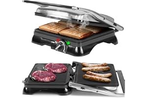 STEINBORG Griglia a contatto | Maker panini | Grill da tavolo | Sandwich tostapane | 2000 Watt | Apertura 180 °, rivestimento antiaderente | Termostato
