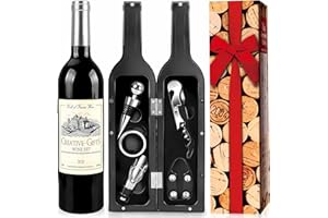 CAILION Weinflasche Geformt Korkenzieher Set,5 Stück Weinkorkenzieher-Set,Weinzubehör Geschenkset,Weinöffner Set,Wein Sommelier Sets mit Flaschenöffner,Weinverschlüsse (silver bottle001)