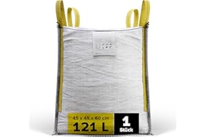 D-TACK 1x Big Bag | 45 x 45 x 60 cm | Säcke für Bauschutt, Holz, Laub, Kies, Sand, Erde, Gartenabfall, Grünschnitt, Pellets | 4 praktische Trageschlaufen | 500 kg | Witterungsbeständig