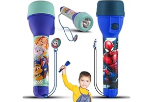 SRV Hub 2 grandi torce a LED, Spiderman, luce brillante e Paw-Patrol, torcia a LED per regali di Natale e compleanno, torcia in plastica per bambini dai 3 anni in su, dimensioni: 16 cm