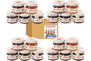 Darbo 20 Minigläser Konfitüre in 5 Sorten - je 4 Stück Erdbeere, Marille (Aprikose), Himbeere, Kirsche und Schwarze Johannisbeere - Ein Bundle von FISGUS® by krass-shoppen-de