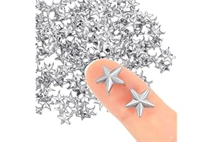 Mabor 200PCS Star Studs for Clothing, Metal Spikes Rivets for DIY Jacket, Belt, Bag, Shoes, Punk Rock Decoration, Silver