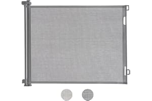 BommJokker Retractable Stair Gate, Extends up to 55" Wide 41" Tall Baby Gate,Autolock Stair Safety Gate for Baby and Pet, One Handed Operation Dog Gate for Stairways & Hallways, Indoor & Outdoor