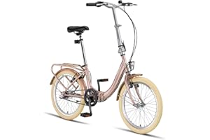 PACTO NINE Rower składany - Wysokiej jakości składany rower - 27 cm stalowa rama - 20 cali koła aluminiowe - 3 biegi NEXUS - V-Brennal - łatwy do złożenia - (różowy)