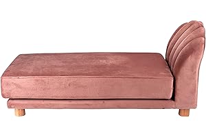 maxxpro Katzen- und Hundesofa - Rosa - Erhöht mit Holzbeinen - Samtmaterial - 90x 44 x 34 cm - Katzen und Hunde bis zu 80 KG